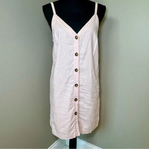 Topshop blush‎ pink linen blend sundress front buttons size 6